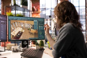 5D BIM concept illustrating 3D building model with integrated cost estimation data for construction projects.