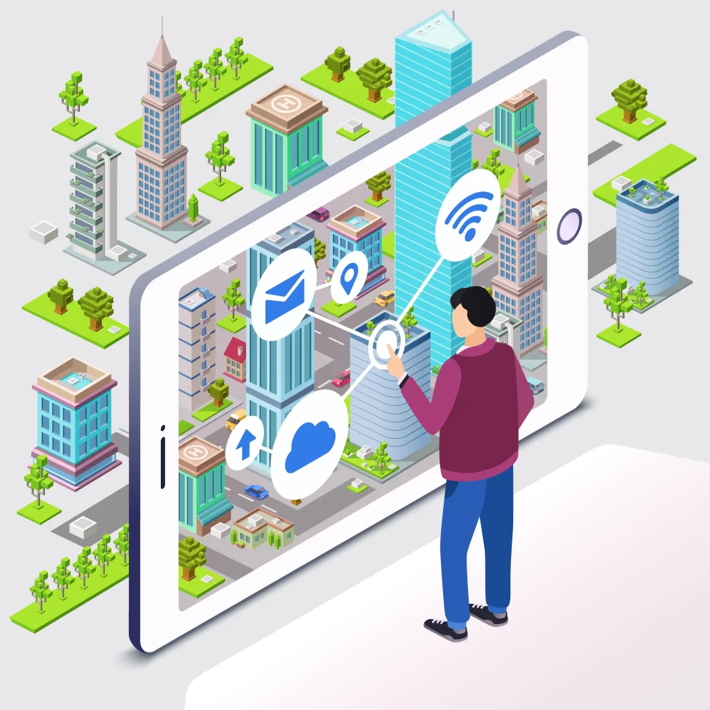 IoT sensors installed on a bridge transmitting real-time structural health and environmental data to a centralized monitoring dashboard.