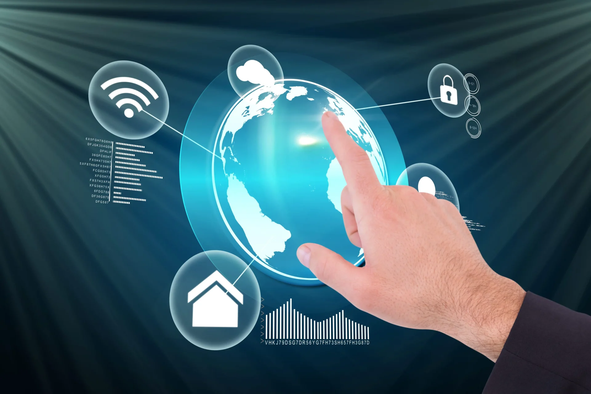 IoT platform connecting smart devices and modern infrastructure for data management and automation.