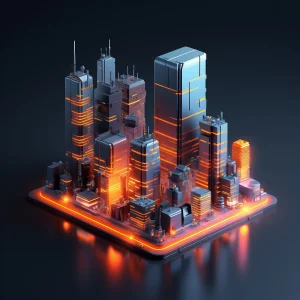 4D construction monitoring system displaying 3D building model linked with project timeline and real-time progress tracking.