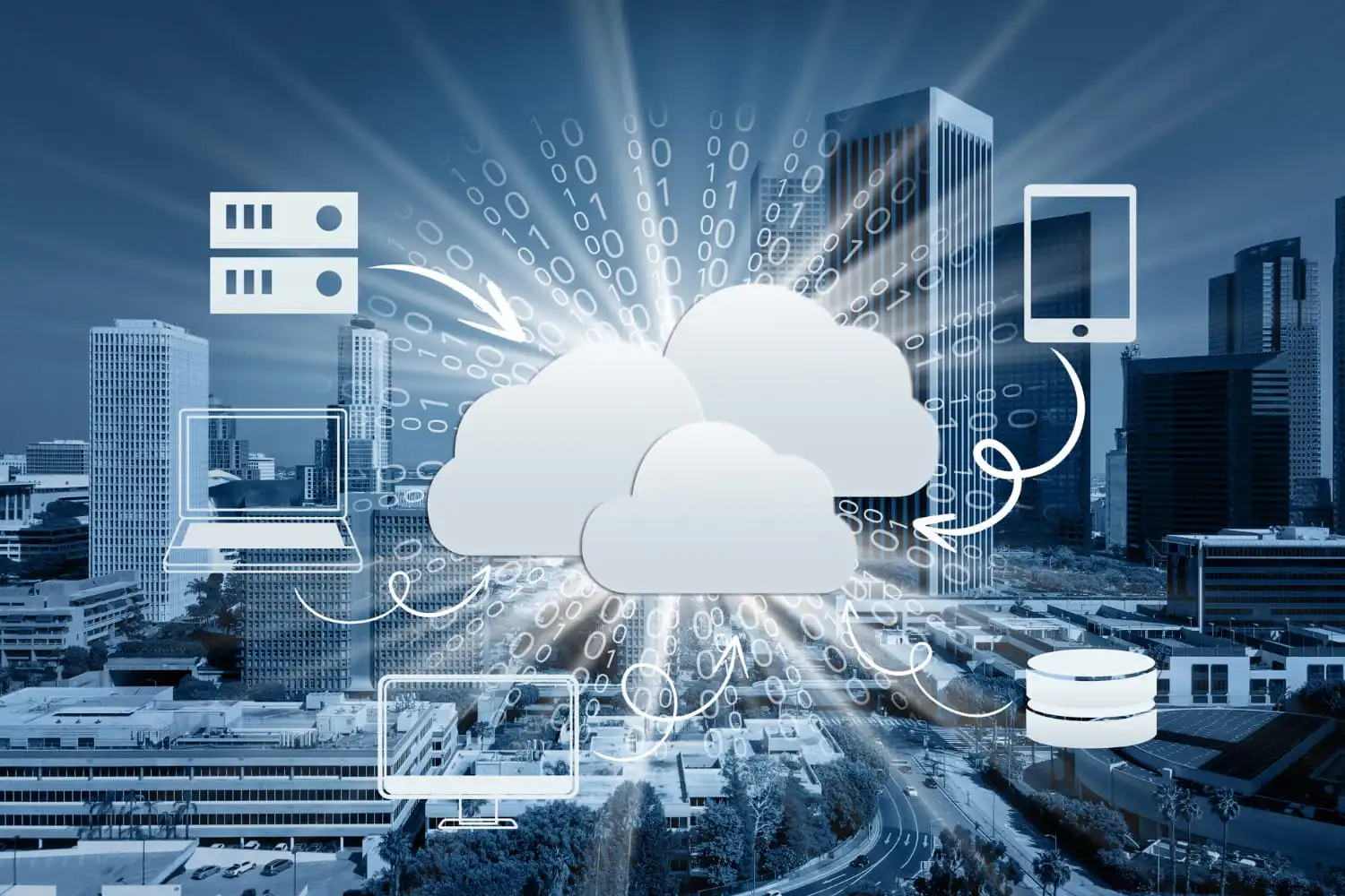 Cloud-based construction management platform displaying project data, team collaboration tools, document sharing, and real-time site monitoring.