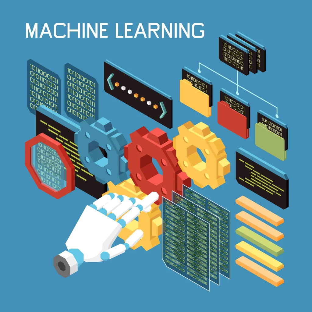 Smart Machinery 3 Machine learning infrastructure diagram showing data pipelines, model training environments, cloud platforms, and deployment workflows.