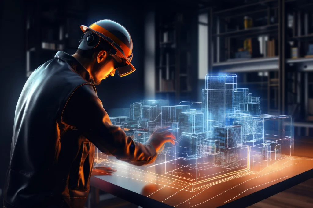 Digital twin platform displaying a real-time 3D building model connected to live construction and building performance data.