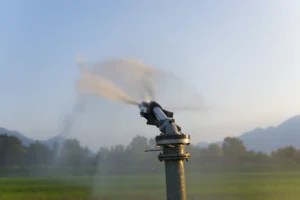 Home irrigation control system with shutoff valve and sprinkler controls used to stop water flow during emergencies.