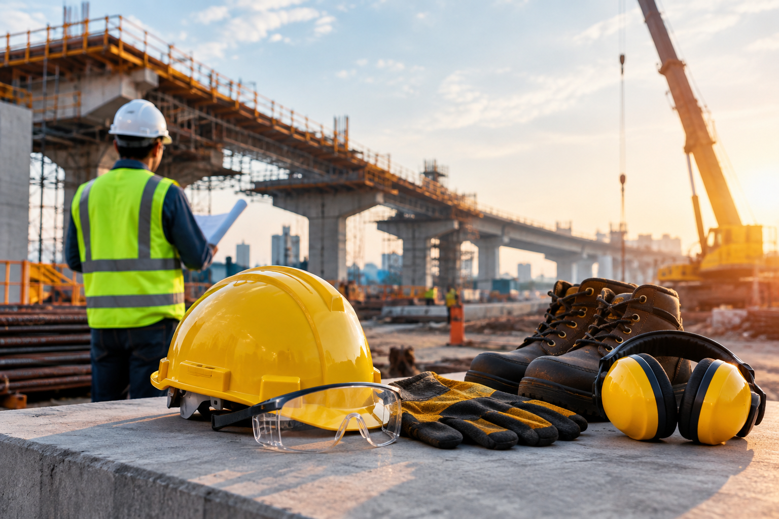 PPE in the Golden Construction Light