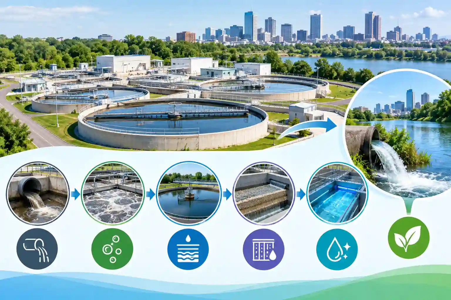 Cedar Creek Wastewater Treatment Plant processing wastewater through treatment systems to improve water quality and protect urban waterways.
